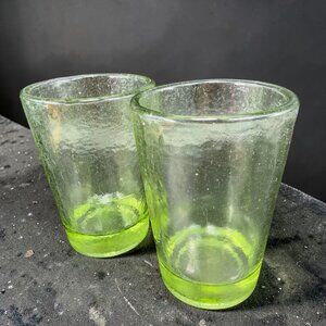 Fire and Light Recycled Glass Tumbler Olive Green Barware Glasses‎ 4.5inch Set 2